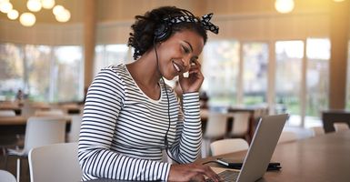 woman working on laptop