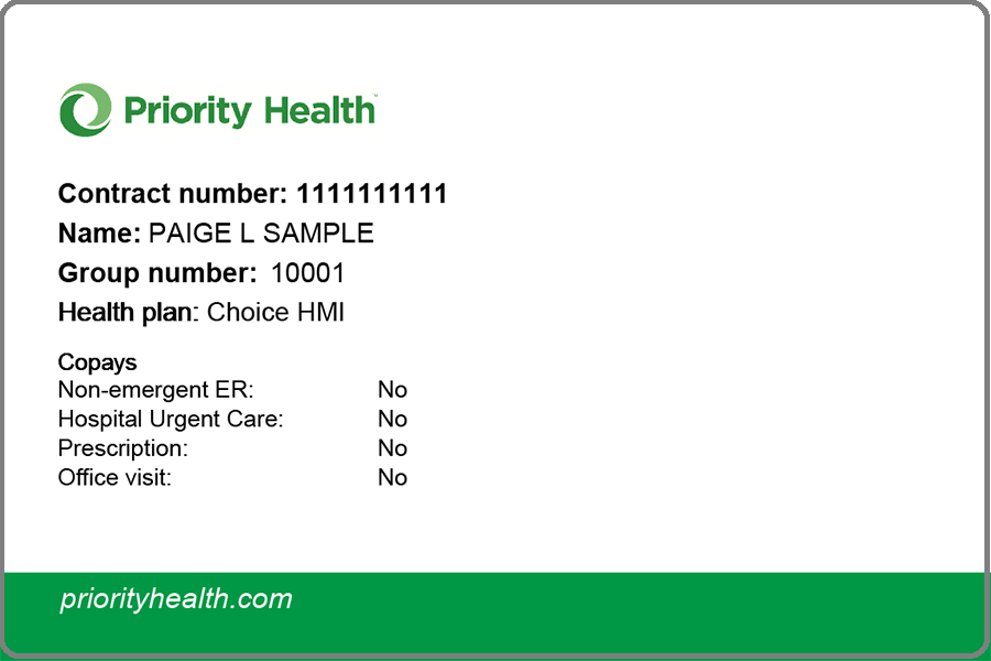 Healthy Michigan Plan member ID card front