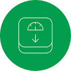 weight scale icon with arrow down in green circle