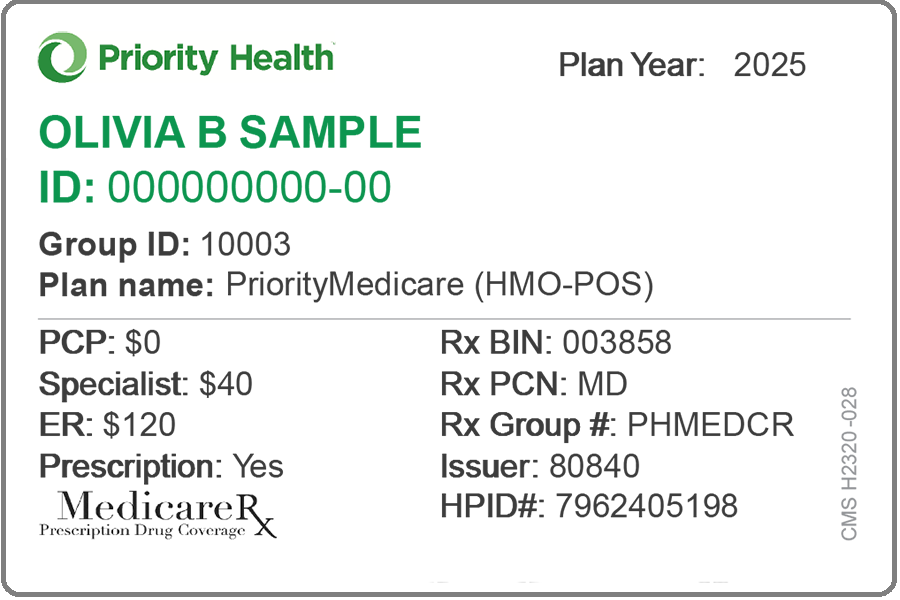 Medicare Advantage member ID card front
