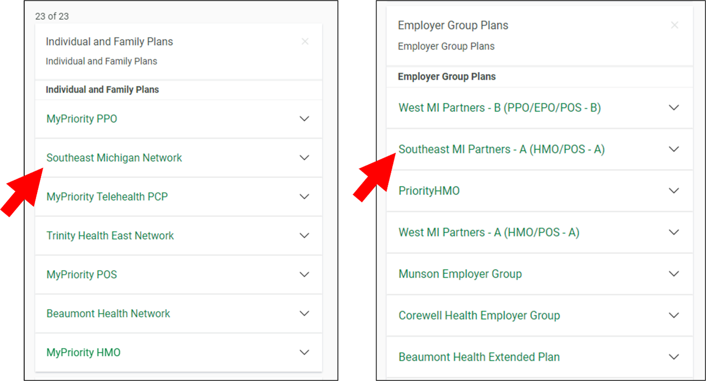 Southeast Michigan networks clarification Provider Priority Health