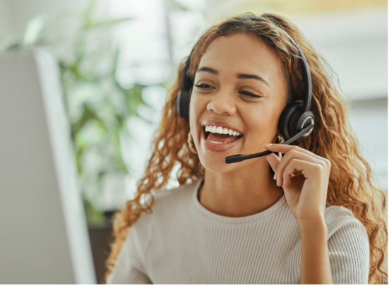 customer service rep talking on headset