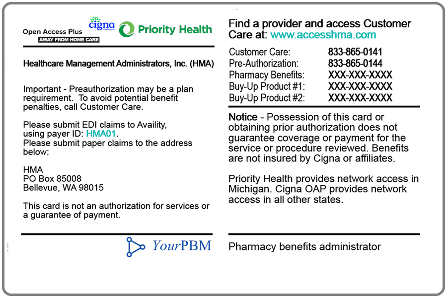 HMA Out of State member ID card