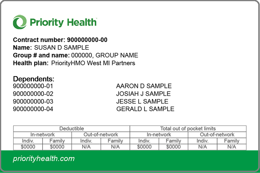 Tiered network member ID card front