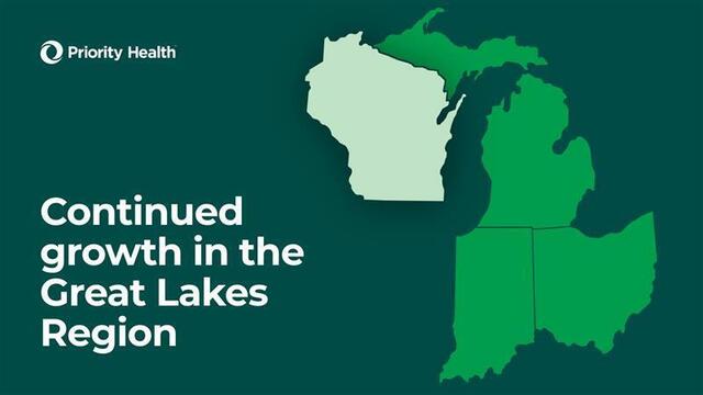Map of Michigan, Indiana, Ohio and highlighting Wisconsin