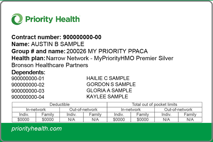 Bronson Healthcare Partners member ID card front