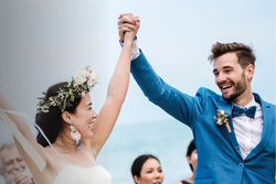 happy man and woman getting married